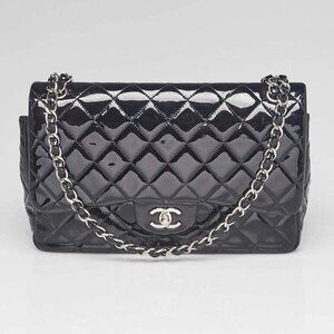 Chanel Black Quilted Lambskin Leather Classic Jumbo Double Flap Bag